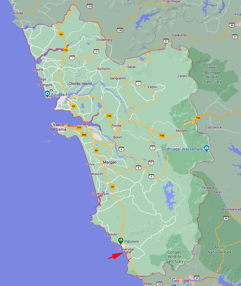 Karte vom Bundesland Goa in Indien