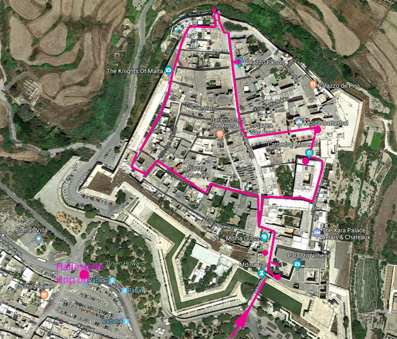 Besichtigungsvorschlag für einen Gang durch Mdina