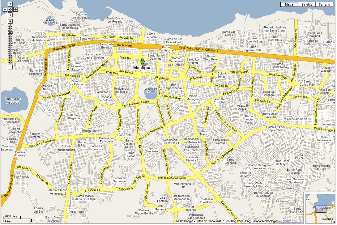 Stadtplan von Managua